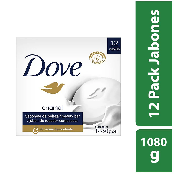 Dove Jabón de Baño en Barra Crema Humectante 12 Unid 90 g