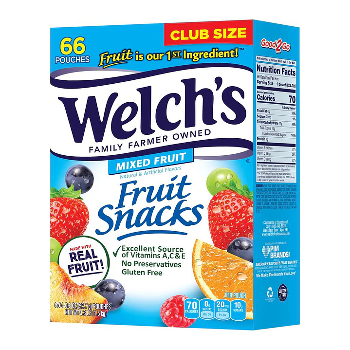 Welchs Dulces Snacks de Frutas Mixtas 66 Unid 22.7 g