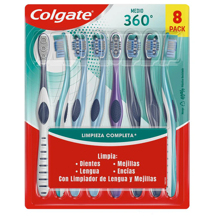 Colgate 360º Limpieza Bucal Cepillo de Dientes 8 Unid