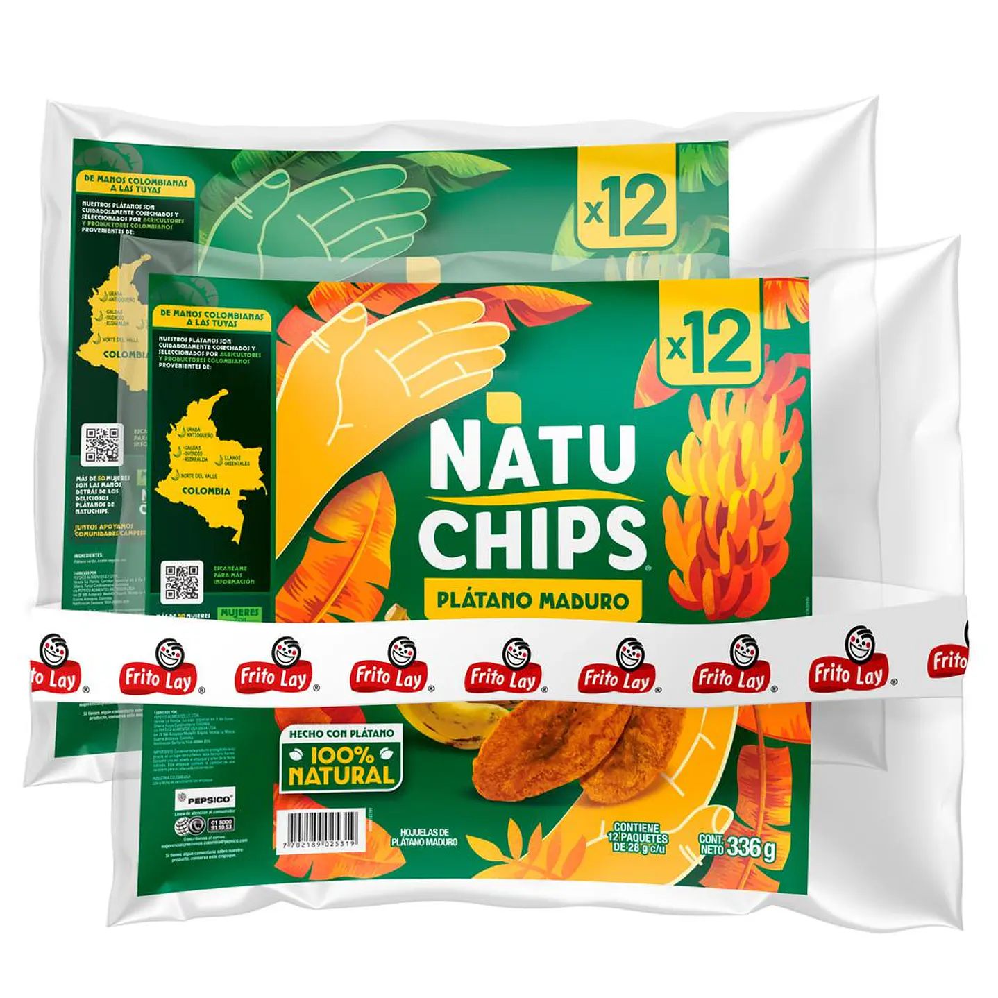 NatuChips Tajadas de Plátano Surtidas 2 Paq 12 Unid 28 g