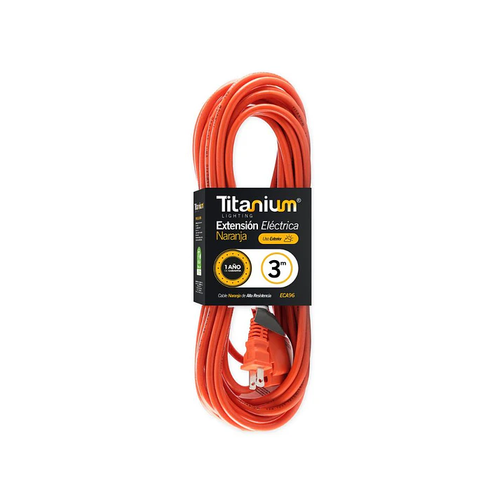 Extensión Titanium 3m 3 x 14 Naranja 3 Tomas