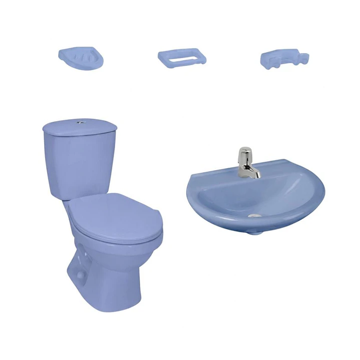 Combo Laguna 4.8Litros Sin Pedestal Azul Cielo Grifería