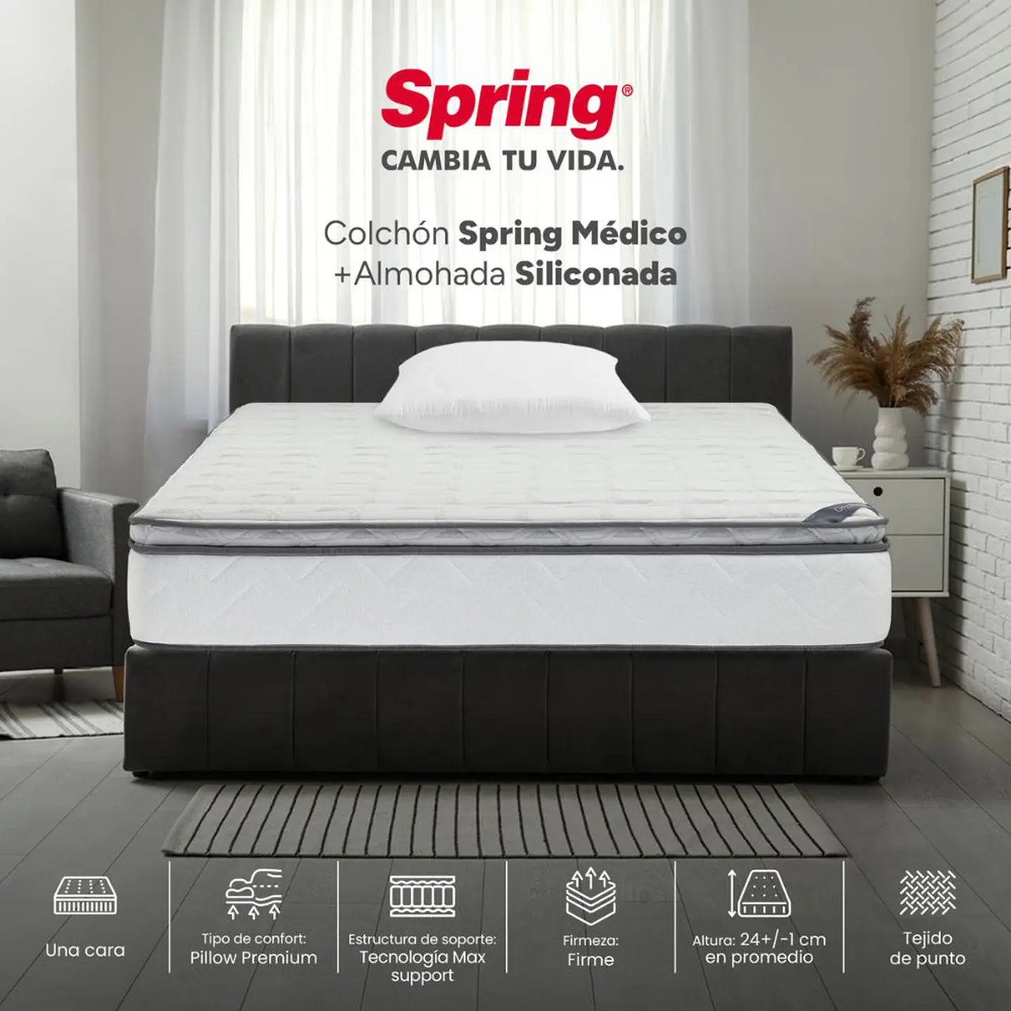 Colchón Médico V2 100 x 190 26 cm con Almohada