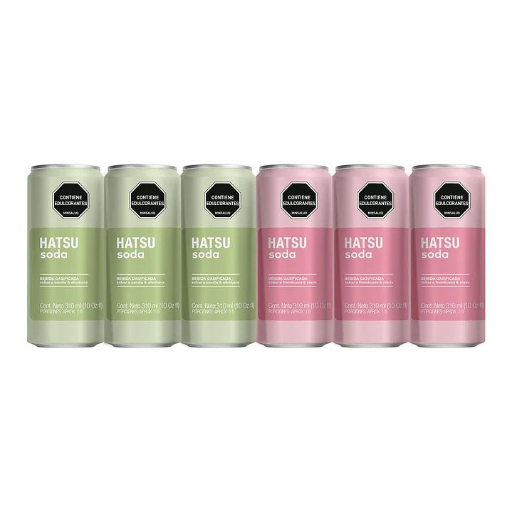 Hatsu Sodas Sabor a Frambuesa y Sandía 24 Unid 310 mL