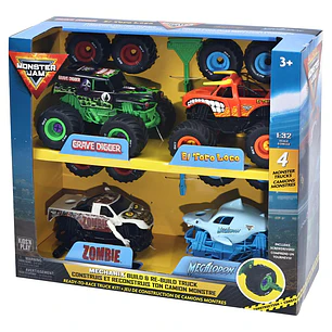 Monster Jam Set de Vehículos Coleccionables a Escala 4 Unid