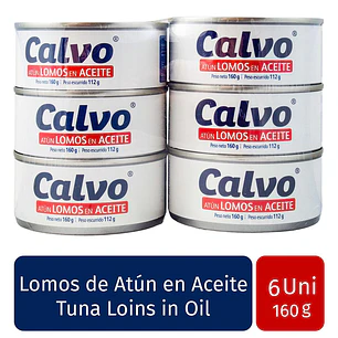 Calvo Atún Lomos en Aceite Vegetal 6 Unid 160 g
