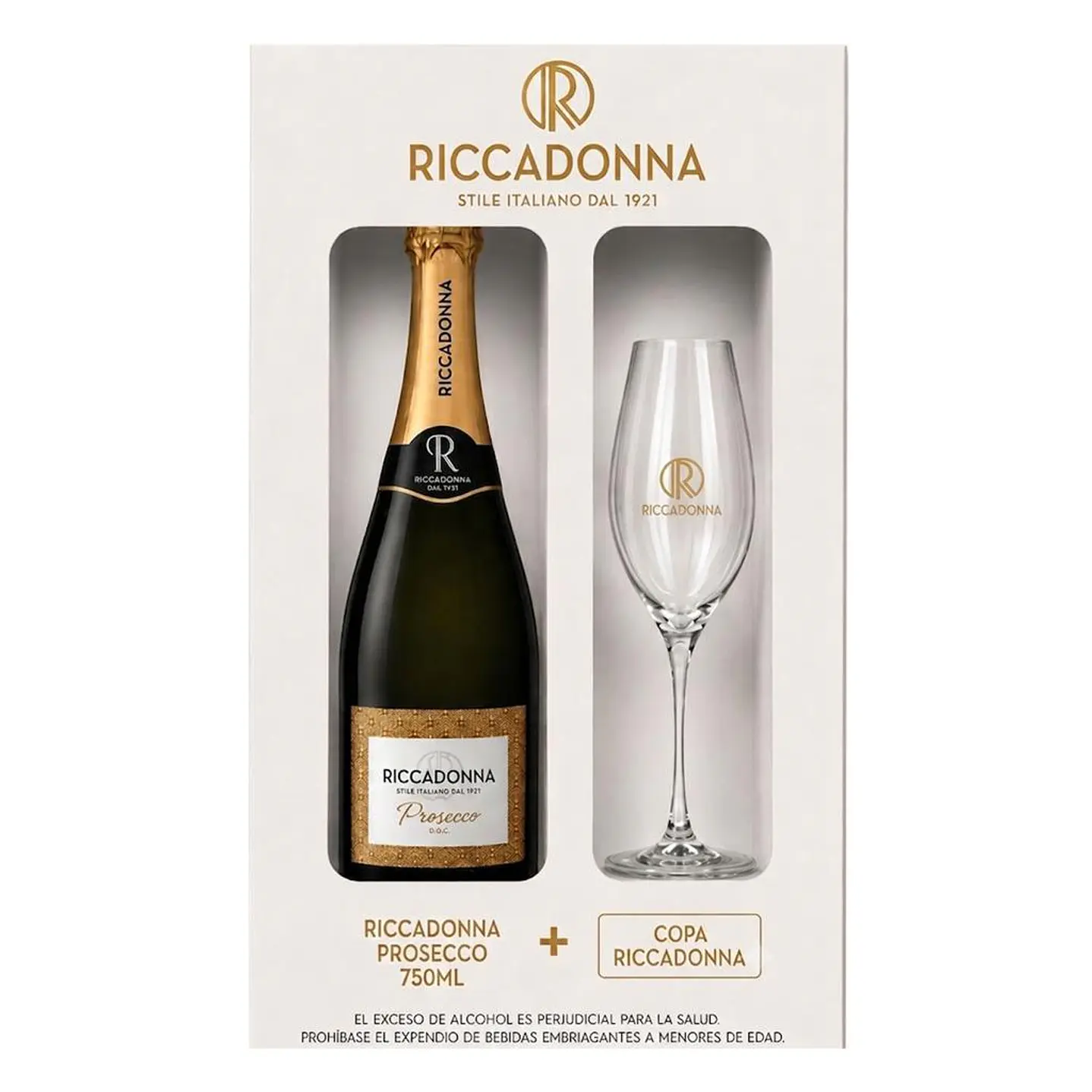 Riccadonna Prosecco Vino Italiano 750 mL + 1 copa