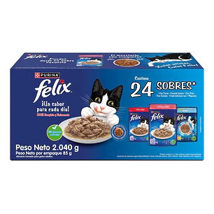 Felix Comida Húmeda para Gato Sabores Surtidos 24 Unid 85 g
