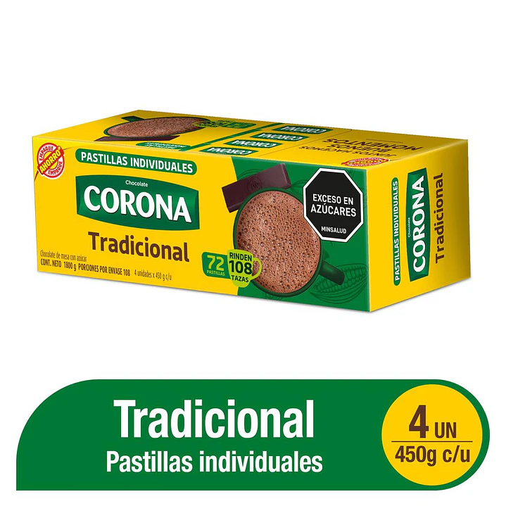 Corona Chocolate con Azúcar 4 Unid 450 g