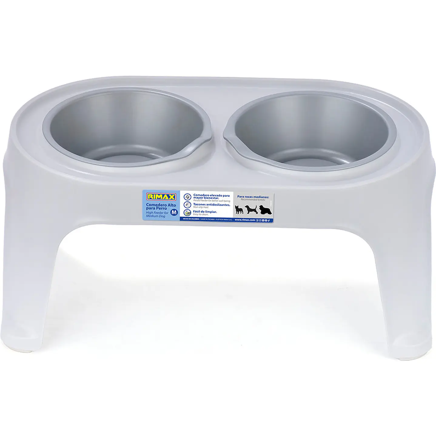 Comedor para Perro Razas Medianas de 0.8 LT Gris
