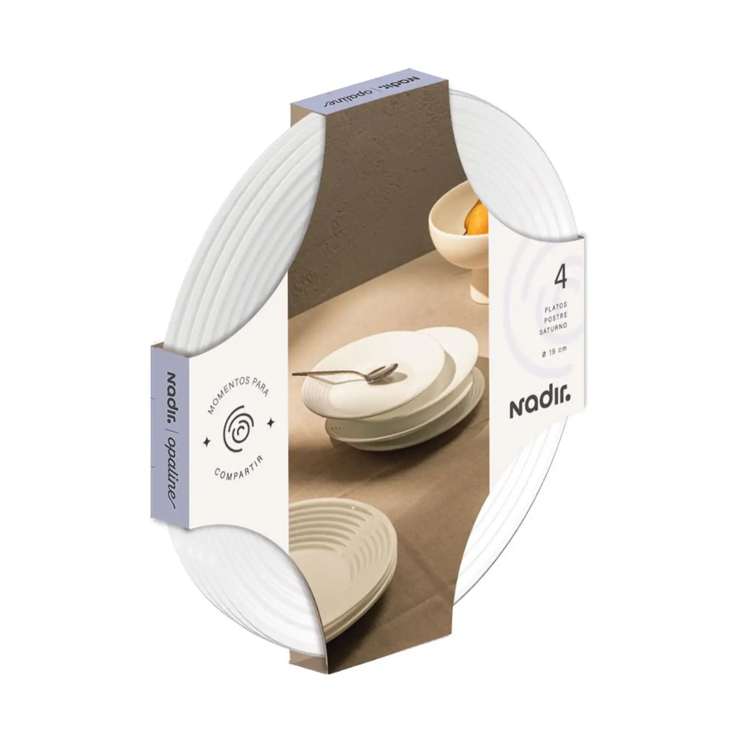 Plato Postre Cristar Saturno 19 cm Blanco