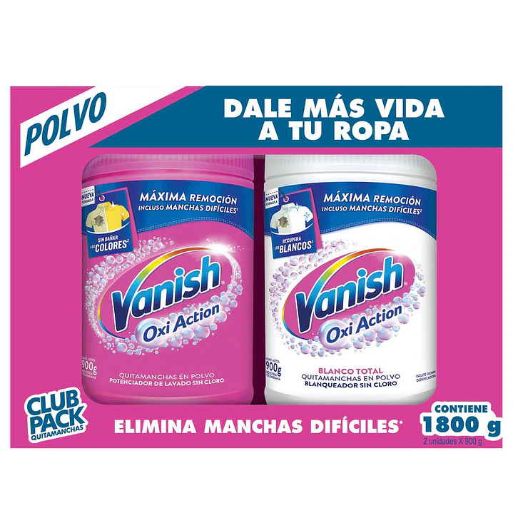Vanish Removedor de Manchas Blanco y Rosado 2 Unid 900 g
