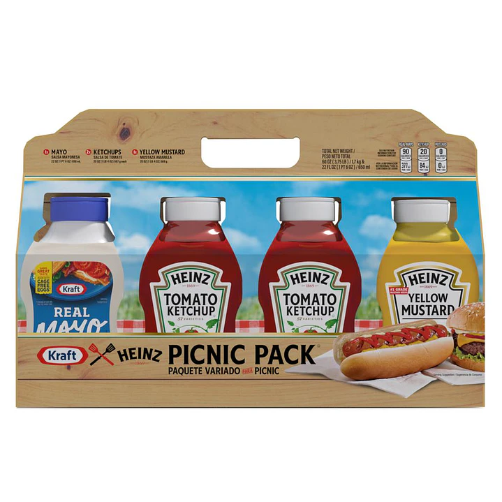 Heinz Kraft Paq Salsa Tomate Mostaza Mayonesa 4 Unid