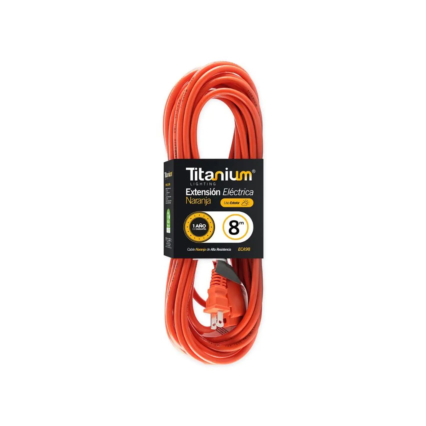 Extensión Titanium 8m 3 x 14 Naranja 3 Tomas