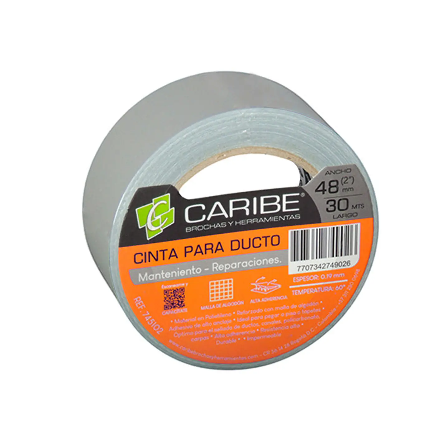 Cinta Ducto Caribe 48 mm x 30 mt Gris