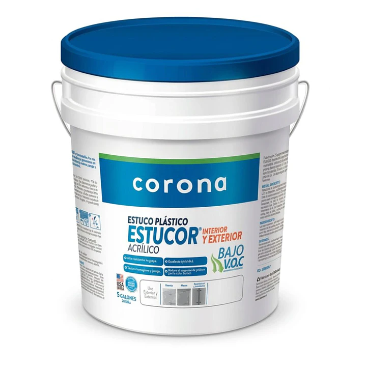 Estucor estuco plástico interior exterior 30 kg 5 gl