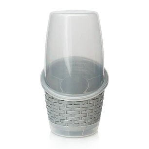 Cubiertero Rattan Gris Plata