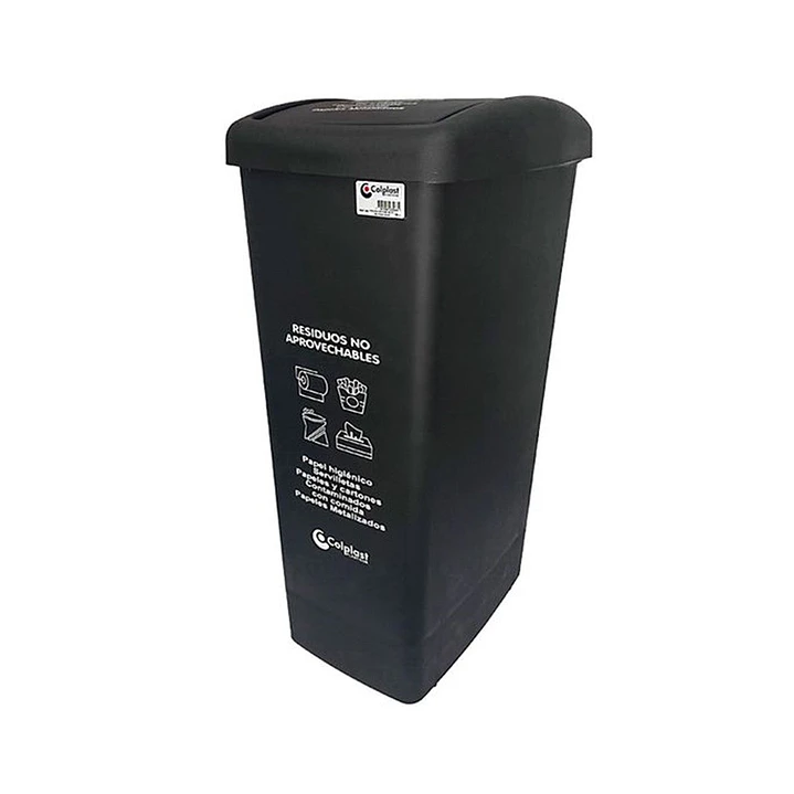 Papelera 55 L Tapa Plana Negra