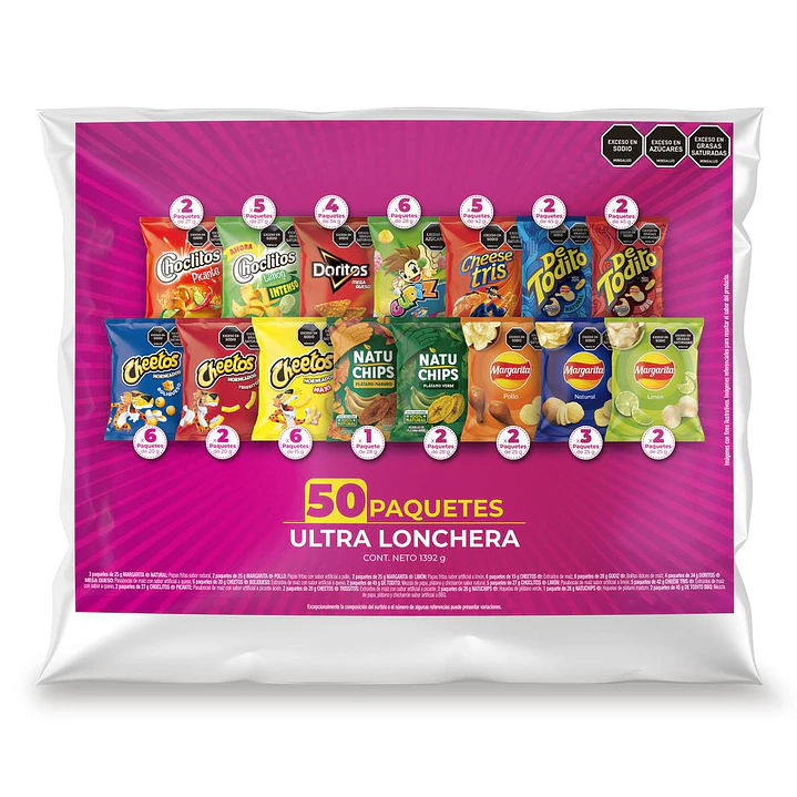Frito Lay Ultra Lonchera Paq Surtidos 50 Unid