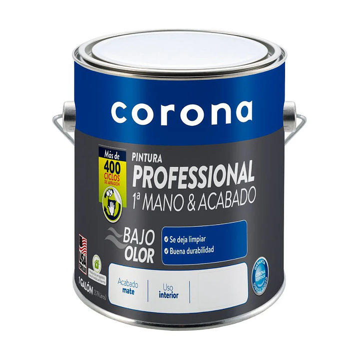 Pintura Corona Professional 1A Mano Blanco 1 Galón