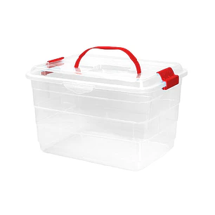 Caja Fantasía 14 L Transparente con Manija Roja