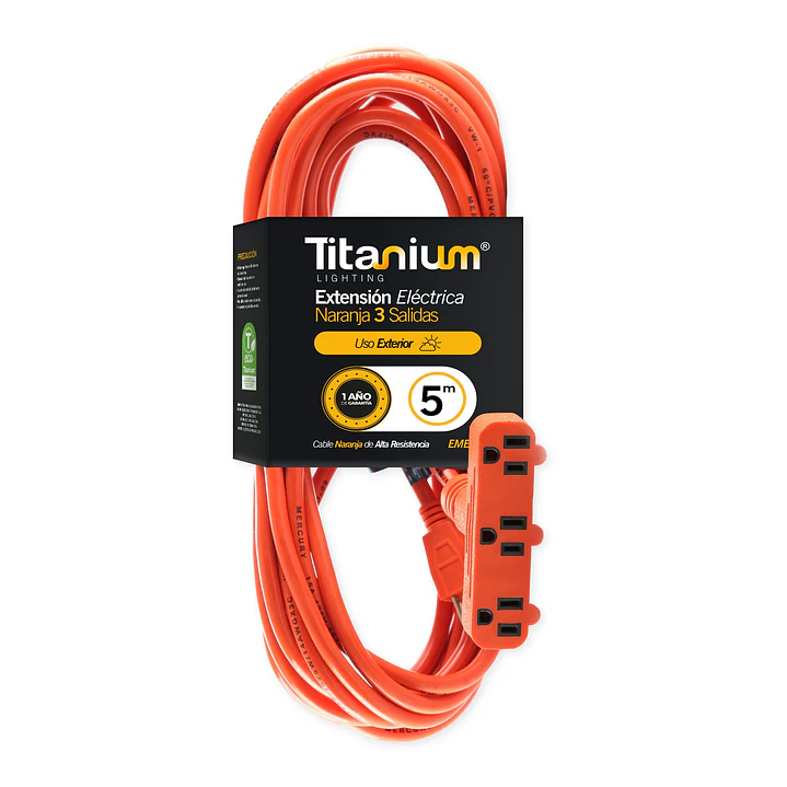 Extensión de 5 Metros Exterior Naranja 3 x 14 Titanium x 3