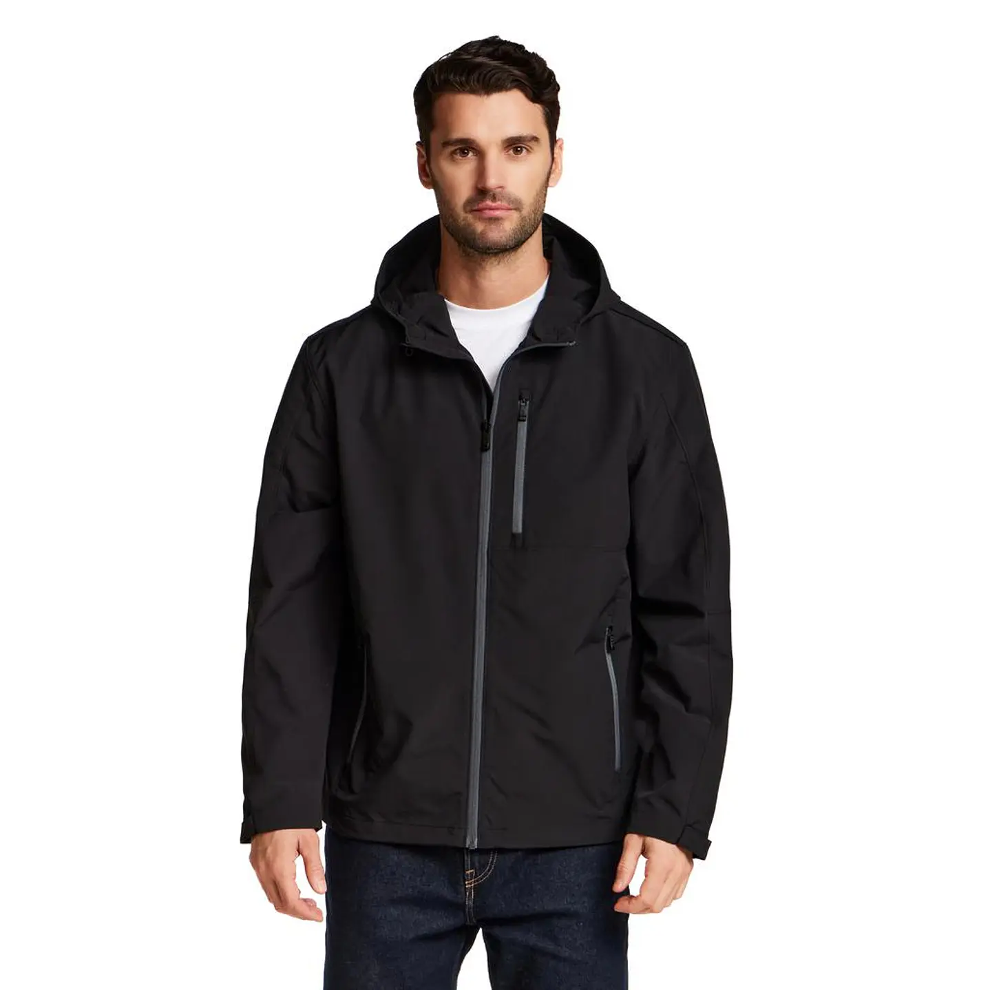 Weatherproof Chaqueta Lluvia Impermeable Capota Poliéster