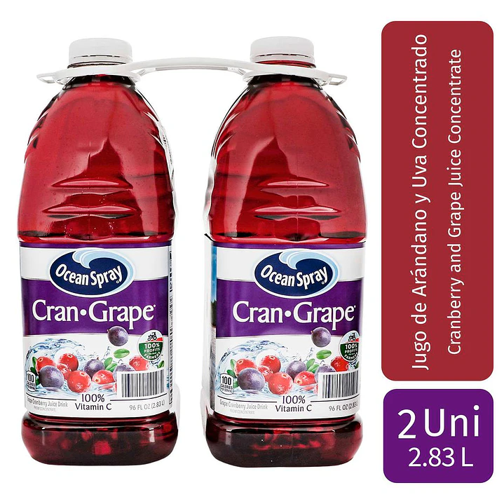 Ocean Spray Jugo de Arándanos Uvas Vitamina C 2 Unid 2.83 L