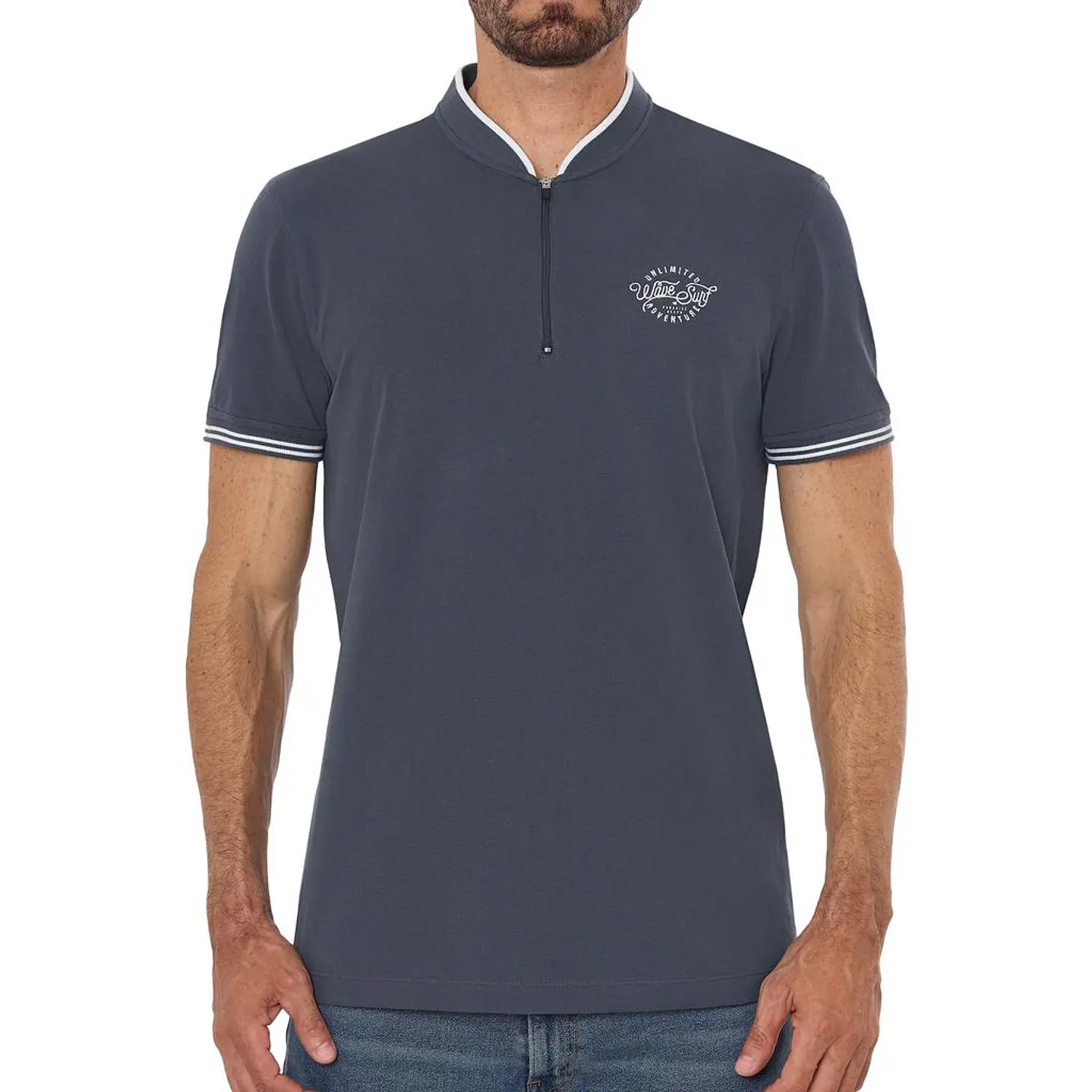 Douk Camiseta Polo de Cremallera con Cuello Neru Hombre