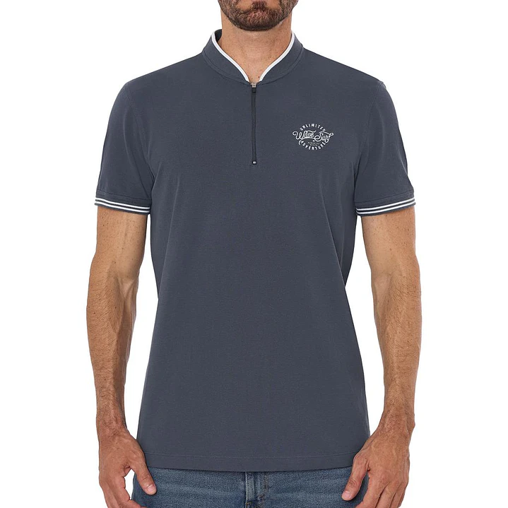 Douk Camiseta Polo de Cremallera con Cuello Neru Hombre