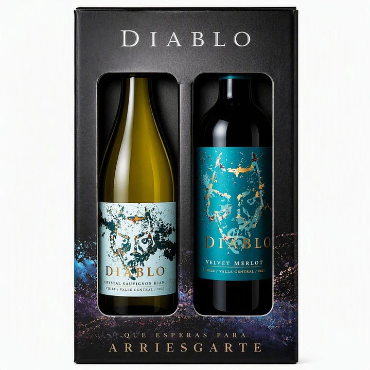 Diablo Velvet Merlot Vino Tinto Blanc Vino 2 Unid 750 mL