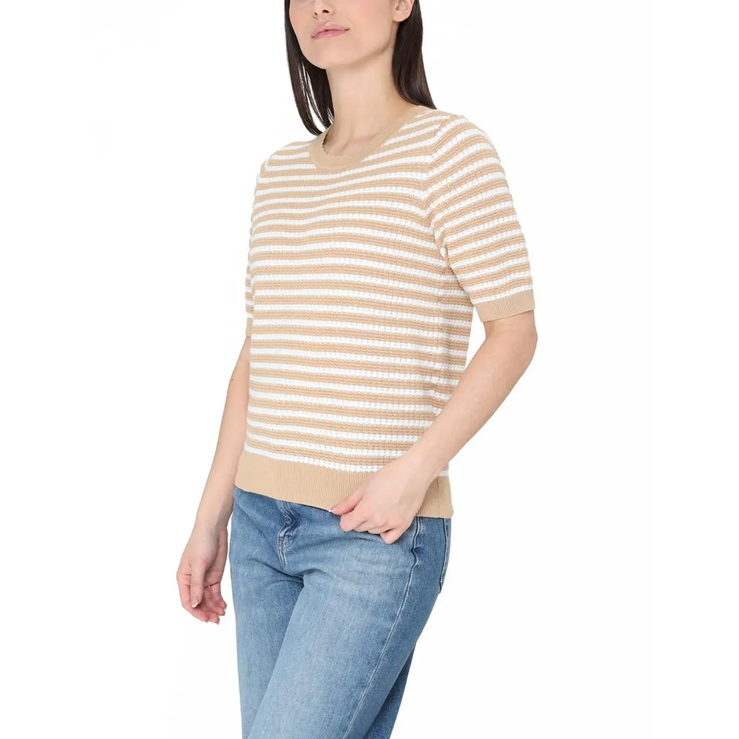 Nicole Miller Blusa Texturizada de Manga Corta Mujer