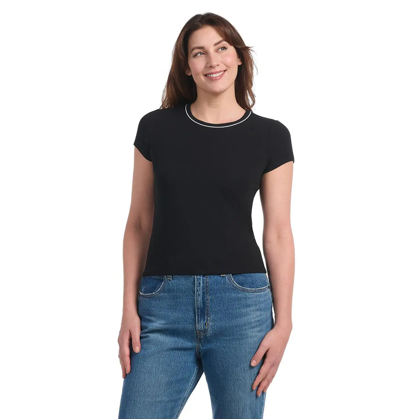 Hilary Radley Blusa Acanalada de Manga Corta Mujer