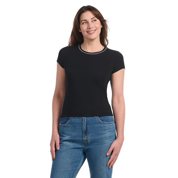 Hilary Radley Blusa Acanalada de Manga Corta Mujer