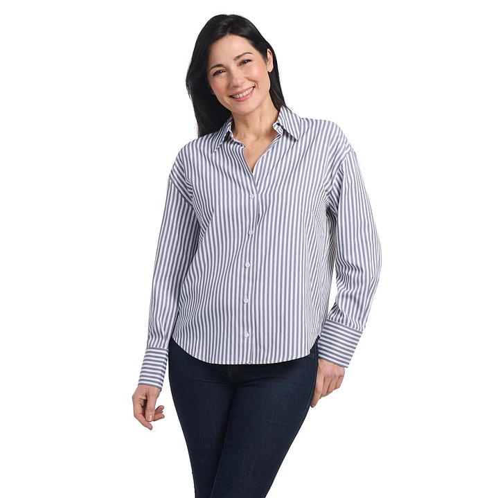 Hilary Radley Blusa de Manga Larga con Diseño de Rayas Mujer