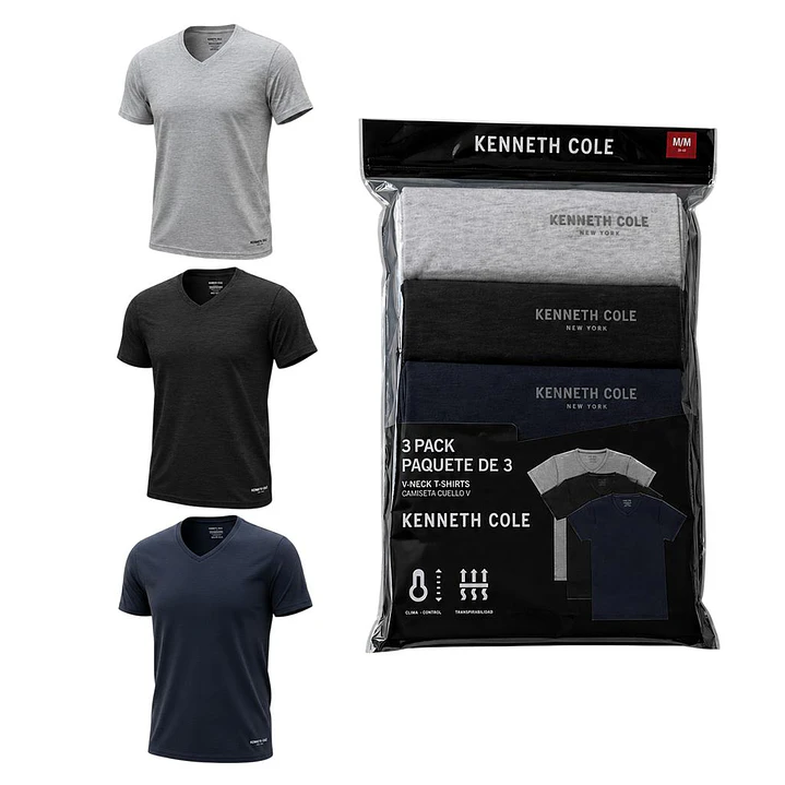 Kenneth Cole Camiseta en Algodón Hombre 3 Unid