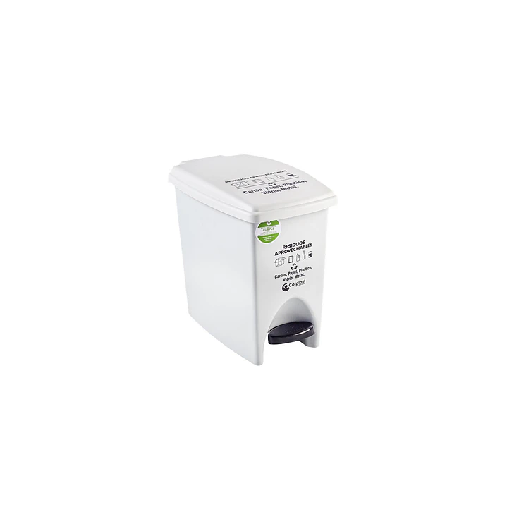 Papelera pedal de 12 lt rectangular blanco