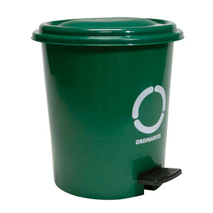Papelera vaiven de 10 lt verde con etiqueta