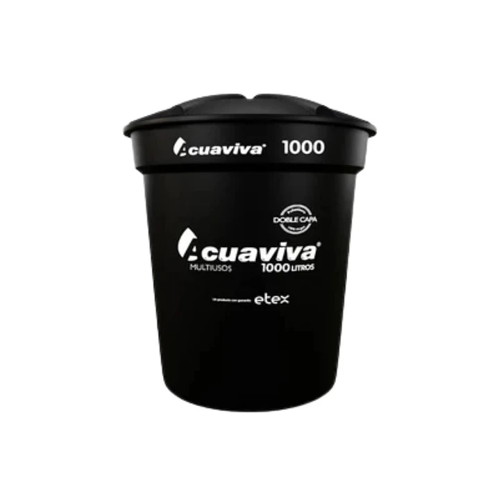 Kit 1000 L Acuaviva Tanque + Tapa + Conexiones Negro