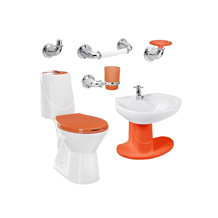 Combo Happy II Naranja sanitario lavamanos semipedestal