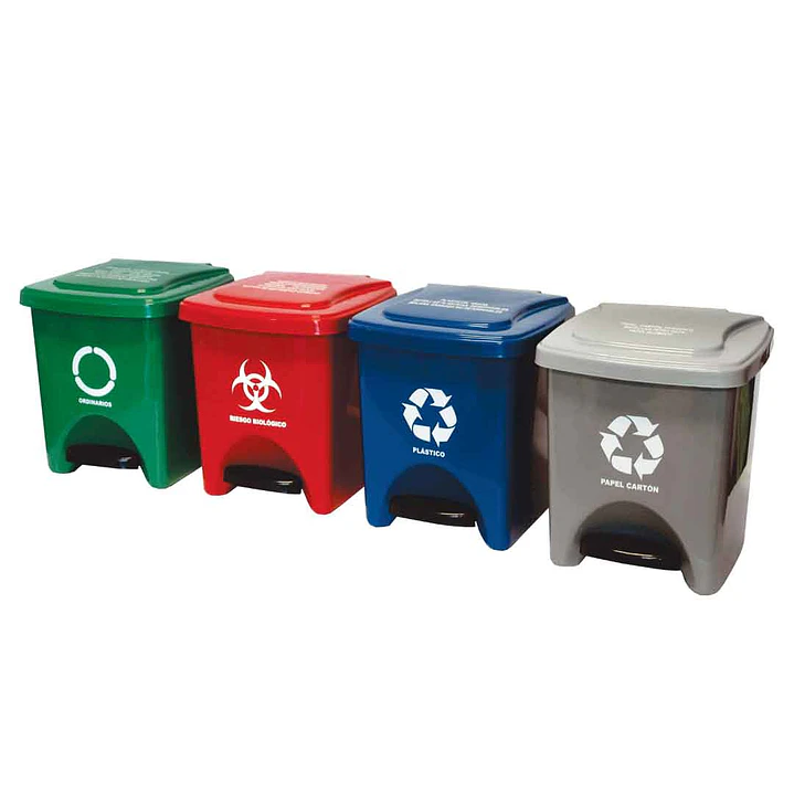 Papelera Cuadrada de Pedal 22 L Peletizada Roja