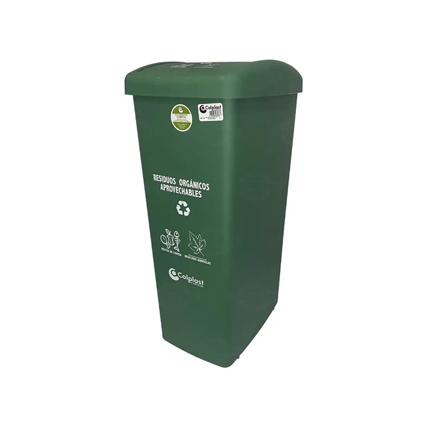 Papelera 55 L Tapa Plana Verde