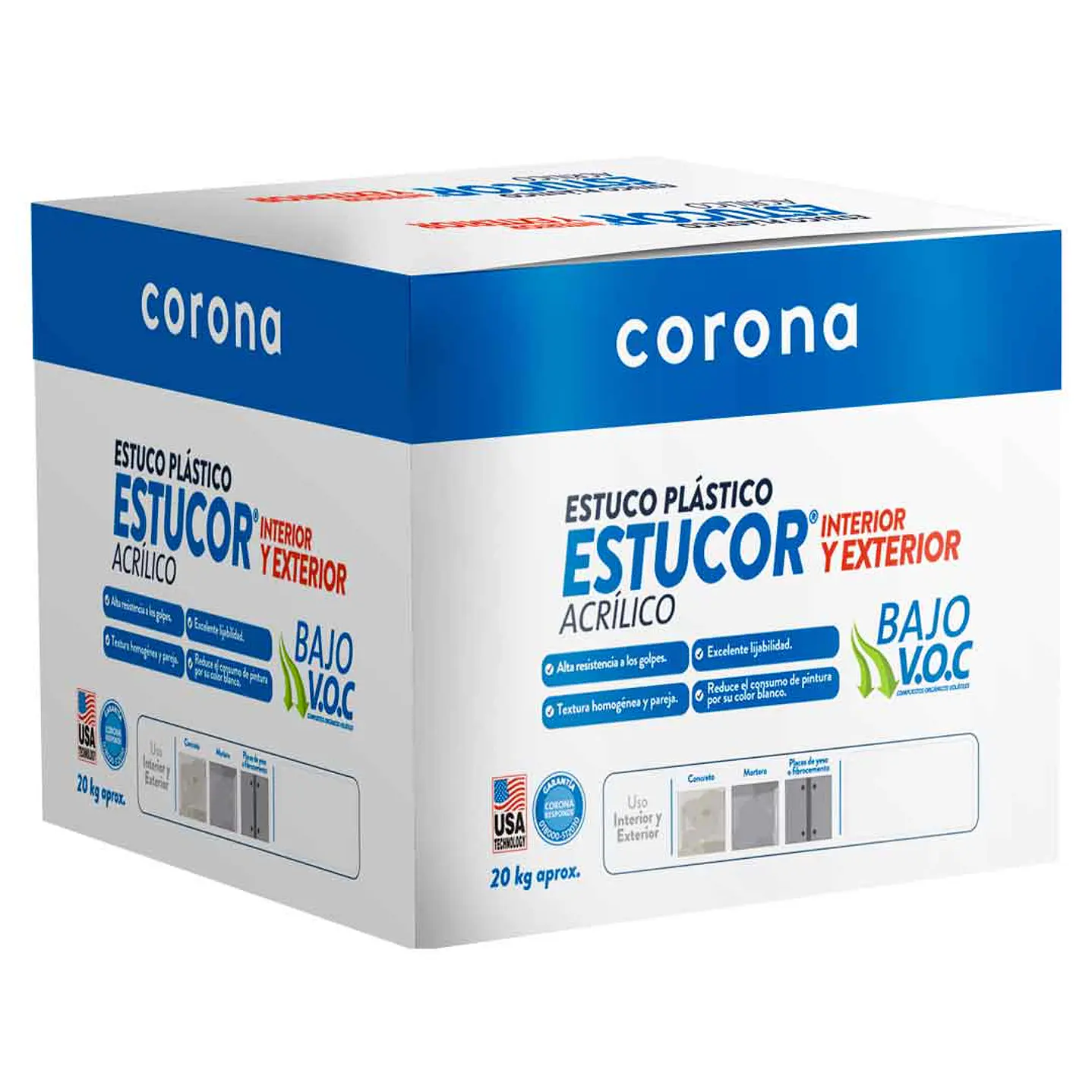 Estucor plástico caja interior exterior x 20 kg