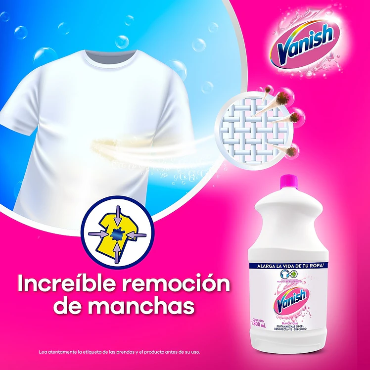 Desmanchador Vanish Líquido Blanco 800 ml 2