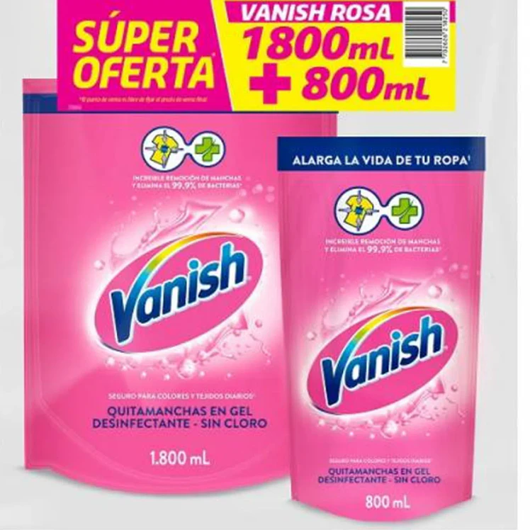 Quitamanchas Vanish Líquido Rosa 1.8 L 800 ml