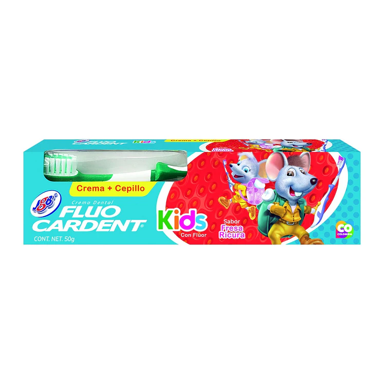 Crema Dental JGB Fluocardent Kids con Flúor 50 g Cepillo