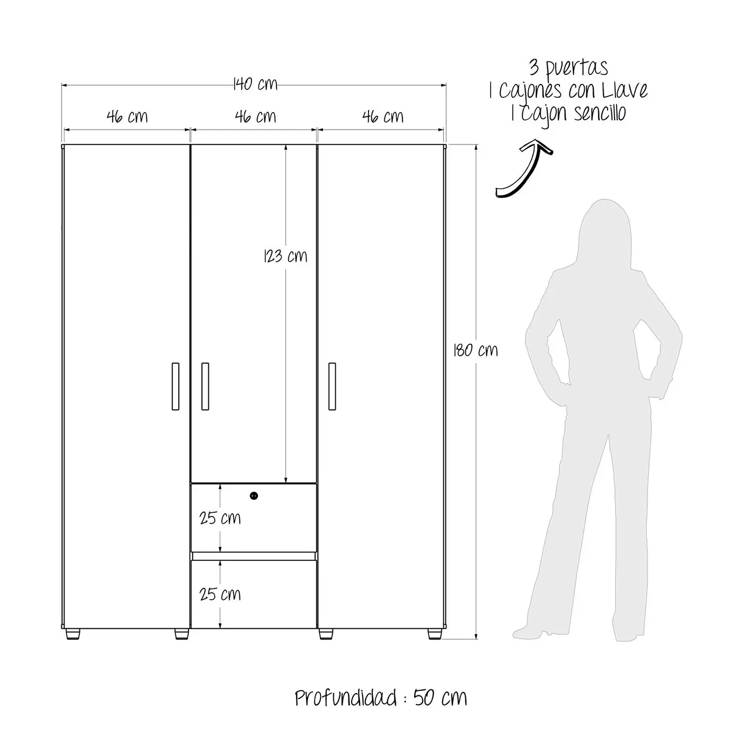 Armario 140 Cm MaderKit Saga Niebla 4