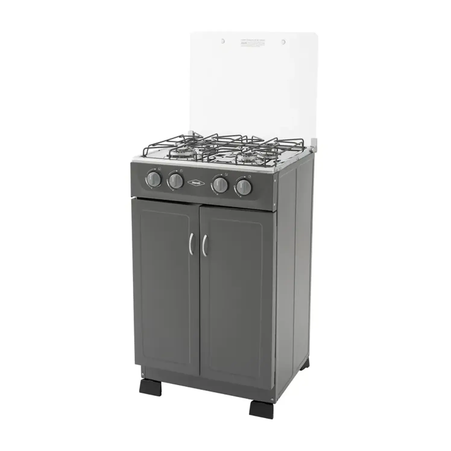Estufa Piso Haceb 4 Puestos Gas Natural Gabinete Vidrio Gris 3