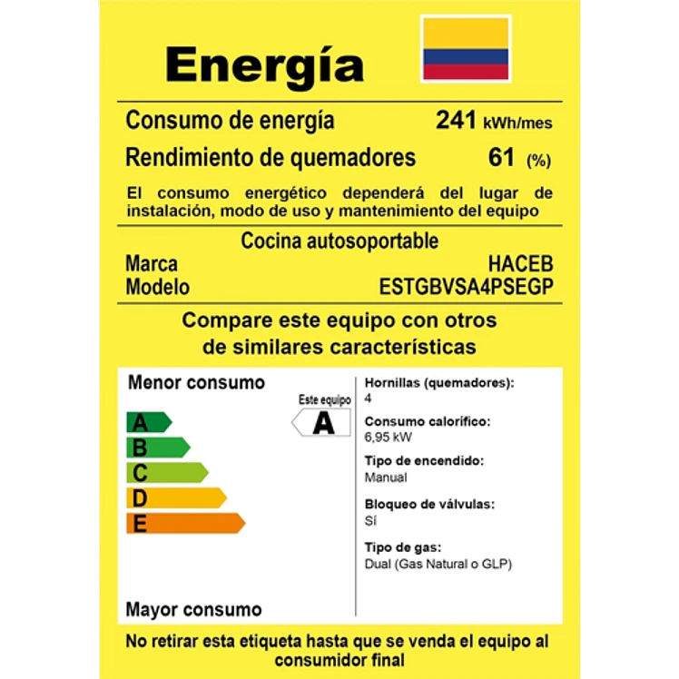 Estufa Piso Haceb 4 Puestos Gas Propano Gabinete Vidrio Gris 5