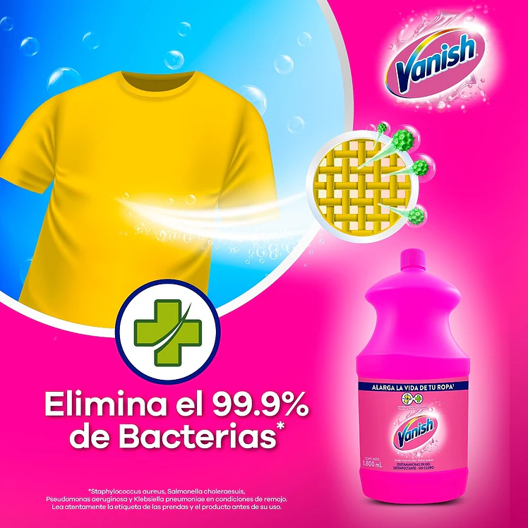 Desmanchador Vanish Líquido Rosa 1.8 L 2
